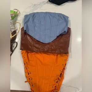 SHEIN Blue, Brown, and Orange Crop Tops